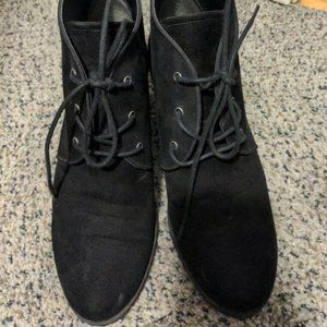 Franco Sarto Annabelle Black Faux Suede Short Bootie Boot Shoes 7 1/2